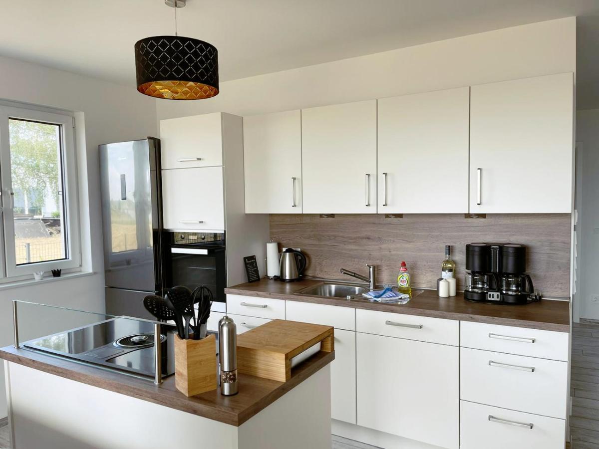 Exklusives Apartment Mit Blick Auf Den See Grossraeschen Buitenkant foto
